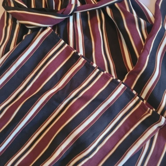 Xhilaration White/Black/Maroon Striped Wide Leg Jumpsuit - Picture 7 of 12